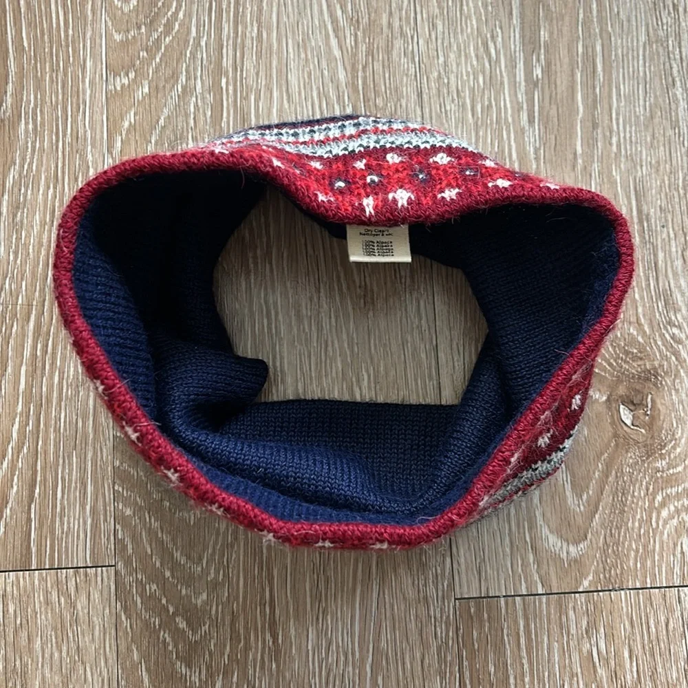 emiLime red/blue knit 100% alpaca neck gaiter/neck warmer